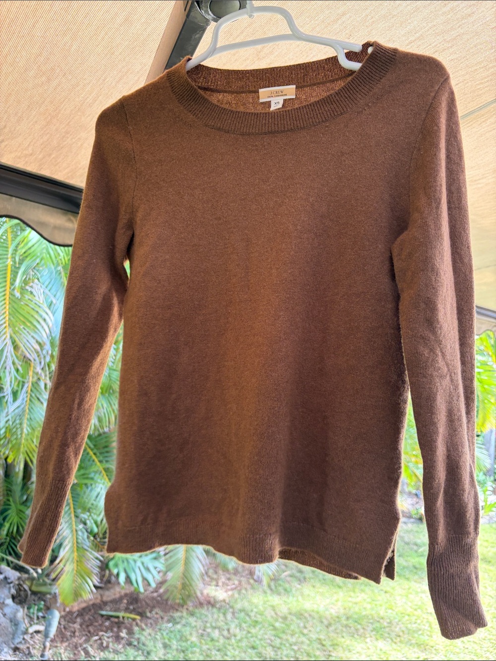 J Crew 100% Cashmere Crewneck Sweater in Brown